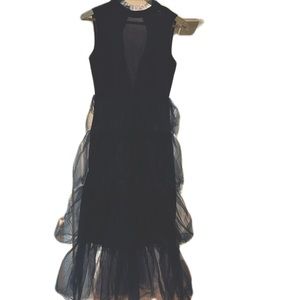 NAVY BLUE TULLE MIDI DRESS